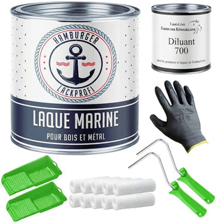 Vernis marin en kit complet - peinture bateau sans ponçage, rouleau & diluant inclus - Hamburger Lack-Profi