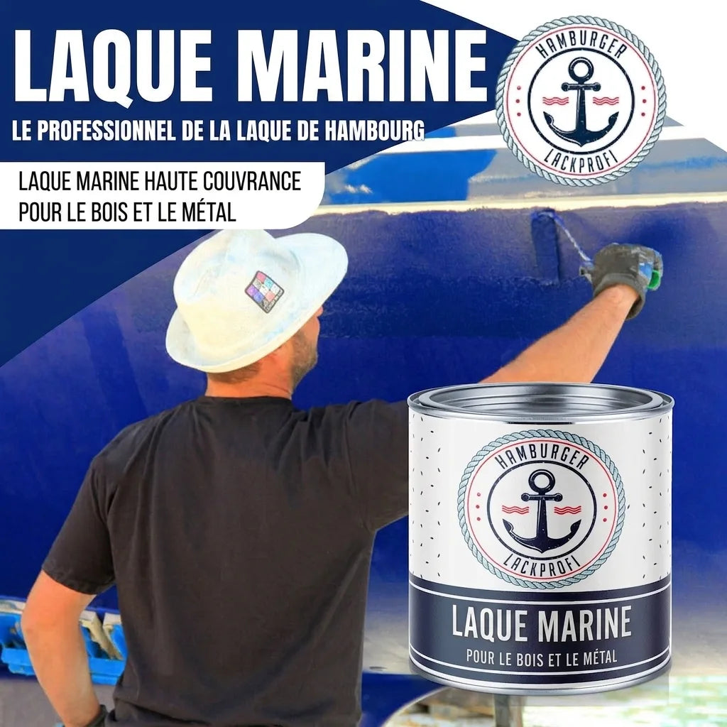 Peinture bateau "Hamburger Lack-Profi" couvrante pour bois et métal. Homme peint coque de bateau.