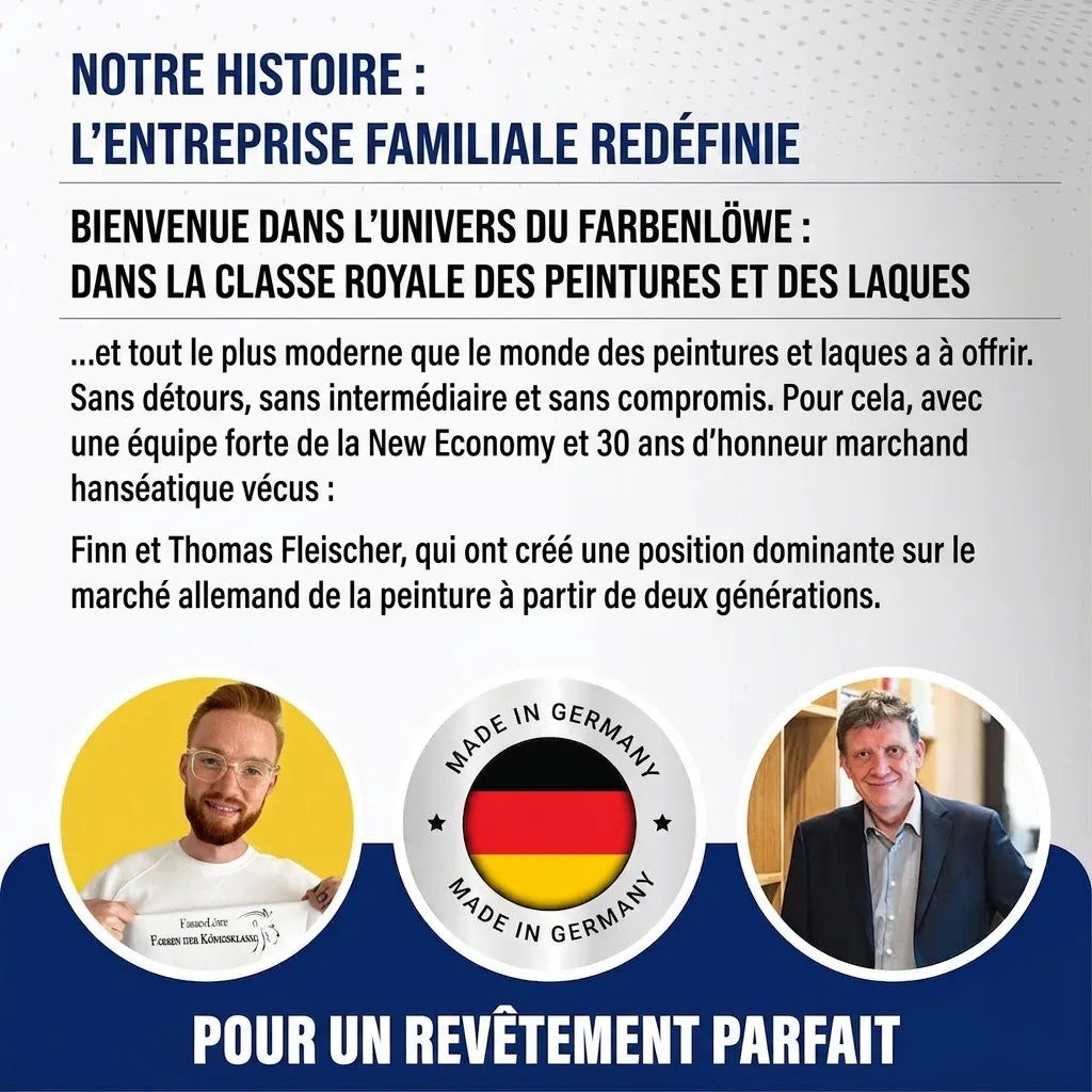 FarbenLöwe: entreprise familiale allemande de peintures et vernis de qualité supérieure, Made in Germany.