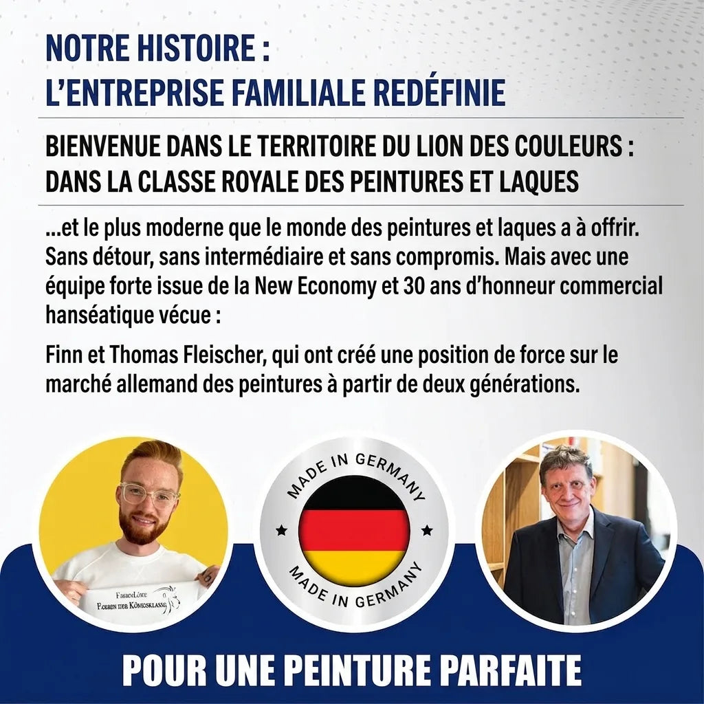 Histoire de l'entreprise familiale Fleischer, experts en peintures et laques. Fabriqué en Allemagne.