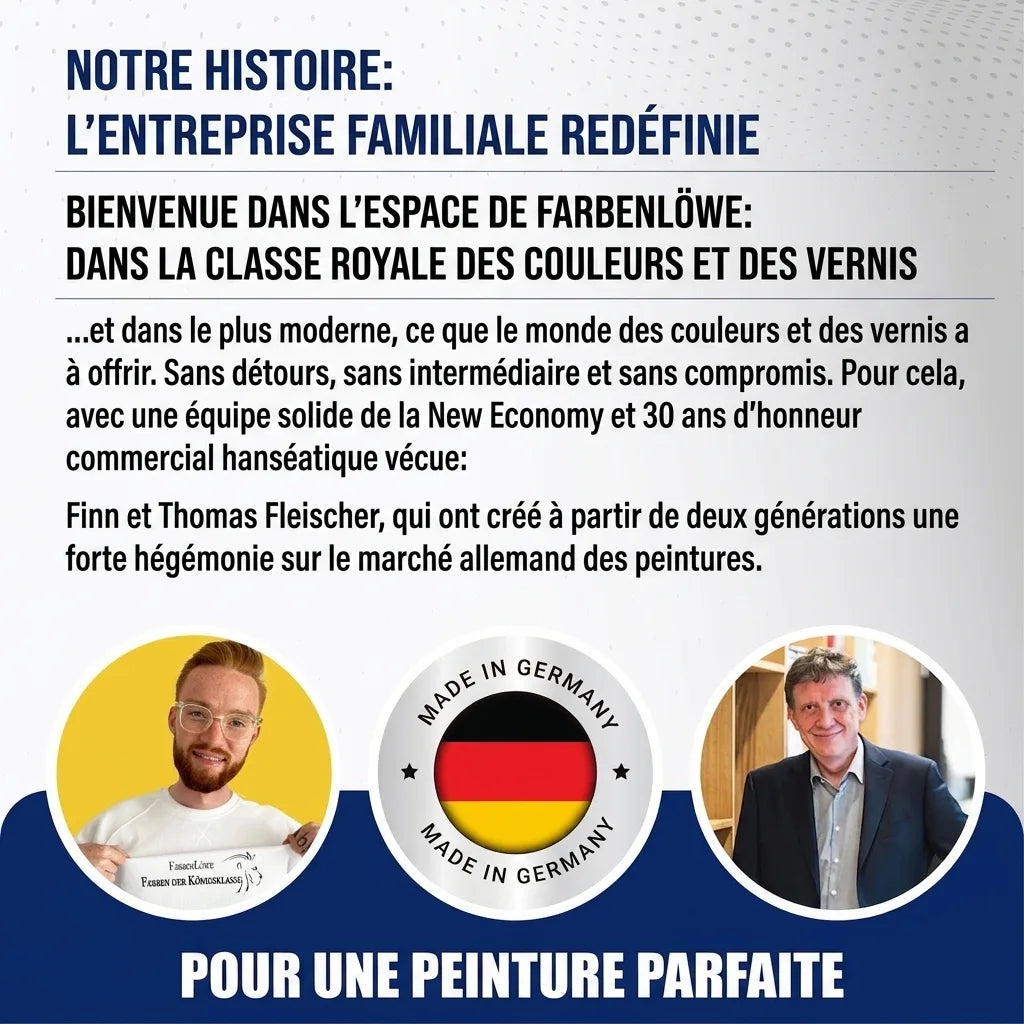 Publicité allemande pour FARBENLÖWE: l'histoire d'une entreprise familiale redéfinissant le marché de la peinture.