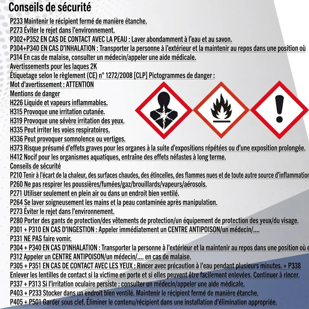Instructions de sécurité et pictogrammes de danger GHS en allemand pour un produit chimique.