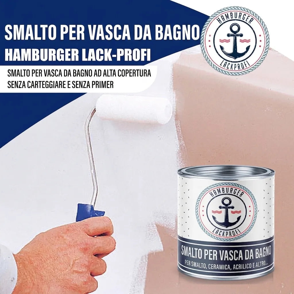 Vernice bianca coprente per vasca da bagno, senza carteggiatura o primer. Rinnova smalto, ceramica, acrilico.