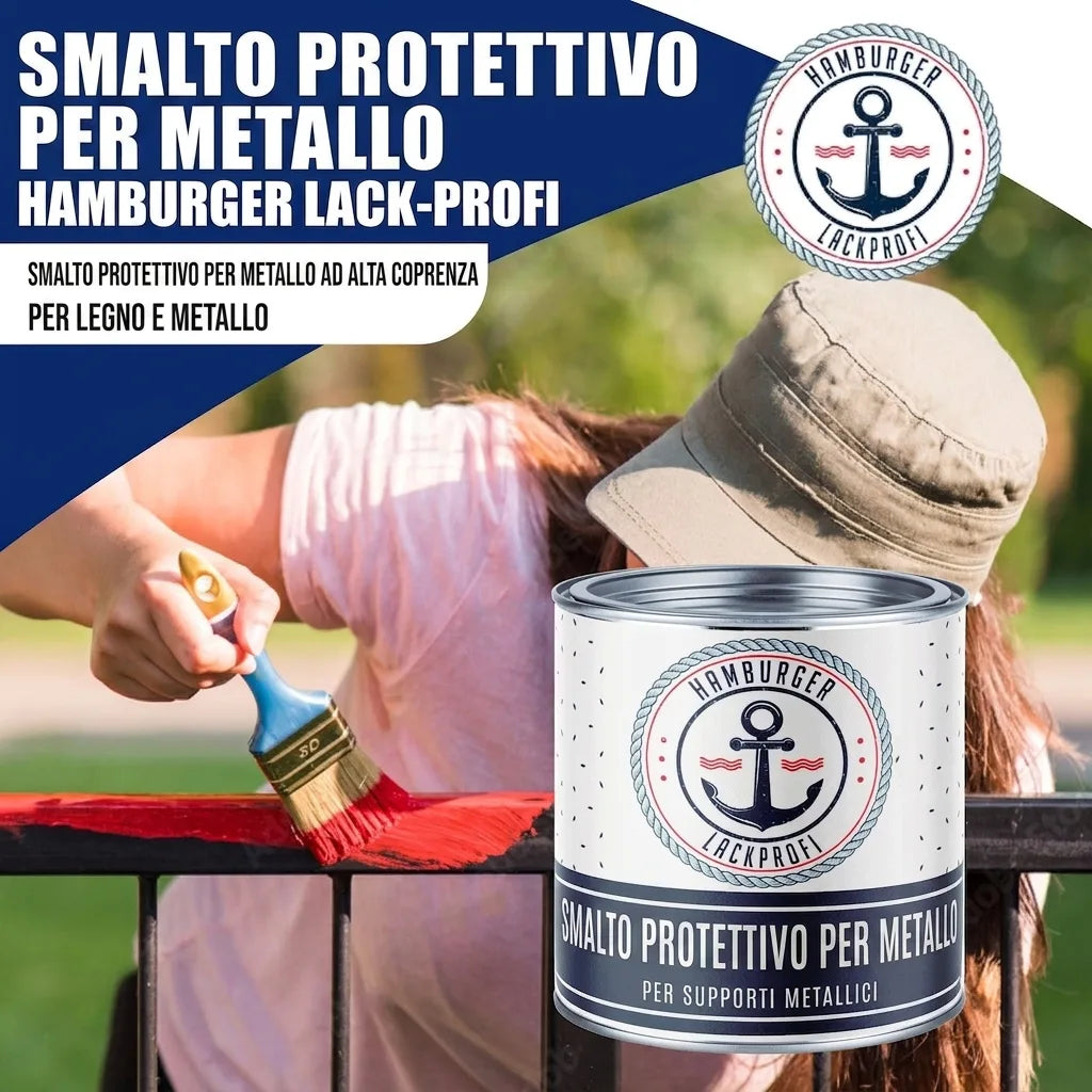 Donna pittura ringhiera con vernice protettiva per metallo e legno Hamburger Lack-Profi.