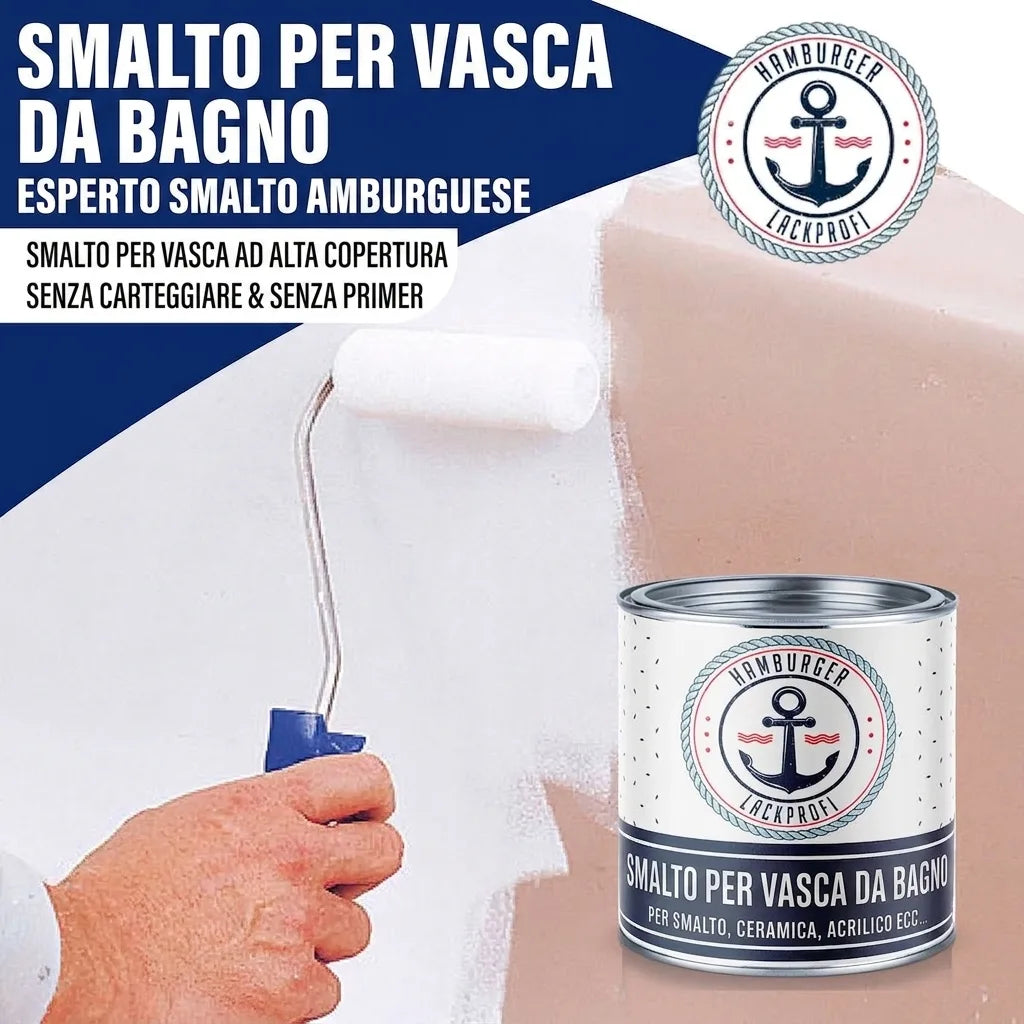 Vernice bianca ad alta copertura per vasca da bagno. Senza carteggiare o primer. Per smalto, ceramica, acrilico.
