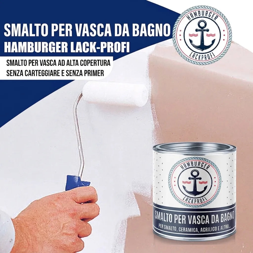 Vernice bianca coprente per vasca da bagno, senza carteggiatura o primer. Rinnova smalto, ceramica, acrilico.