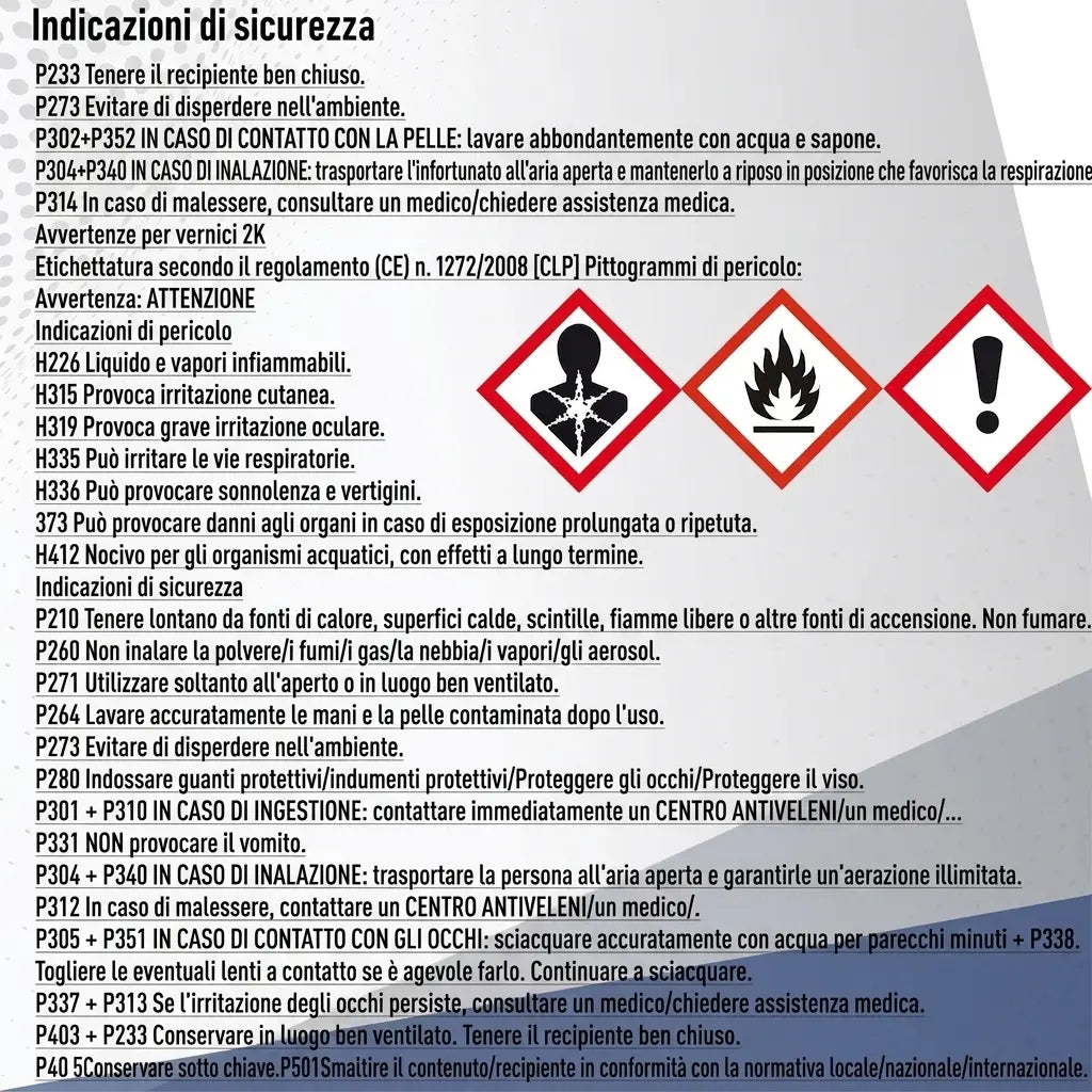 Istruzioni di sicurezza con avvertenze e pittogrammi di pericolosità chimica in tedesco.