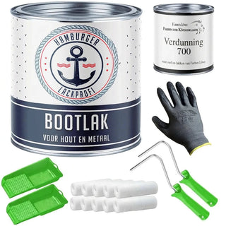 Bootverf in complete set - bootverf zonder schuren incl. verfroller & verdunner - Hamburger Lack-Profi