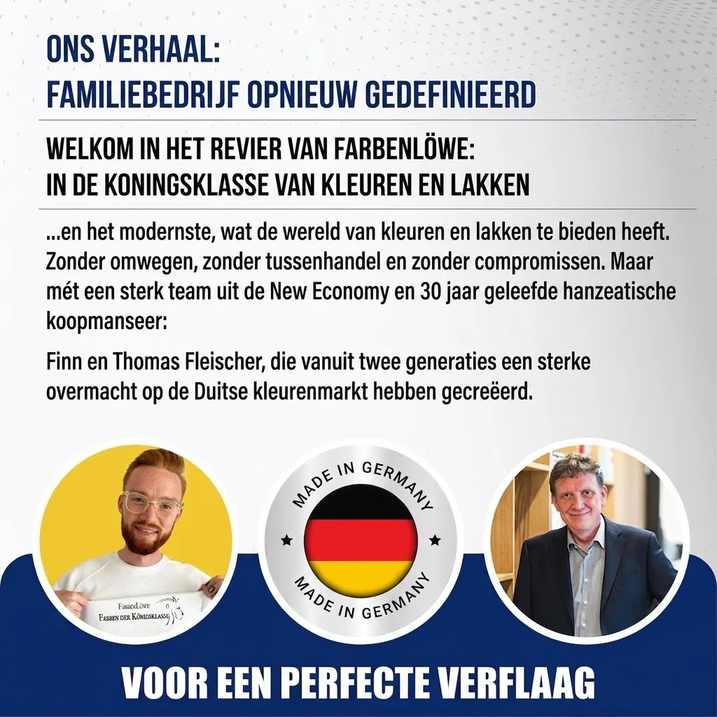 Duitse promotie van Farbenlöwe, een familiebedrijf dat staat voor de koningsklasse in verf en lak, Made in Germany.