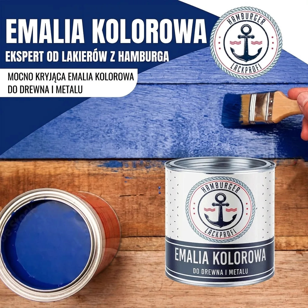 Niebieska farba Buntlack Hamburger Lack-Profi do drewna i metalu, puszki z farbą i malowanie desek.