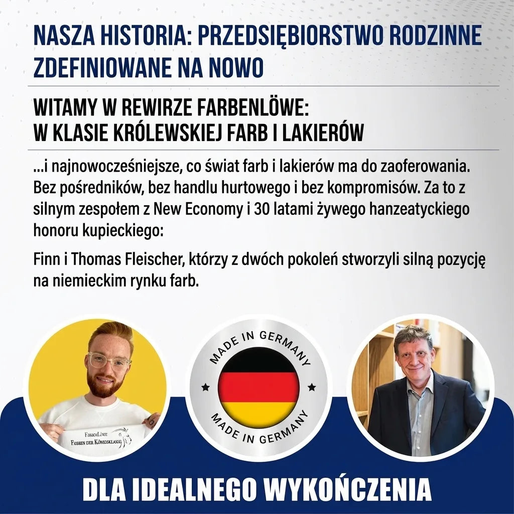 Finn i Thomas Fleischer, założyciele niemieckiej firmy rodzinnej, oferującej farby i lakiery 'Made in Germany'.