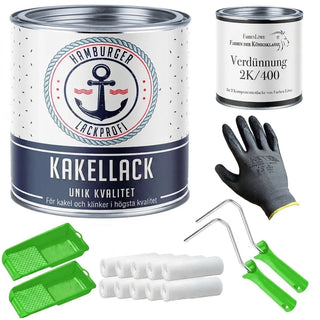 Kakelfärg i komplett-set för att måla kakel: kakelfärg inkl. färgroller & förtunning