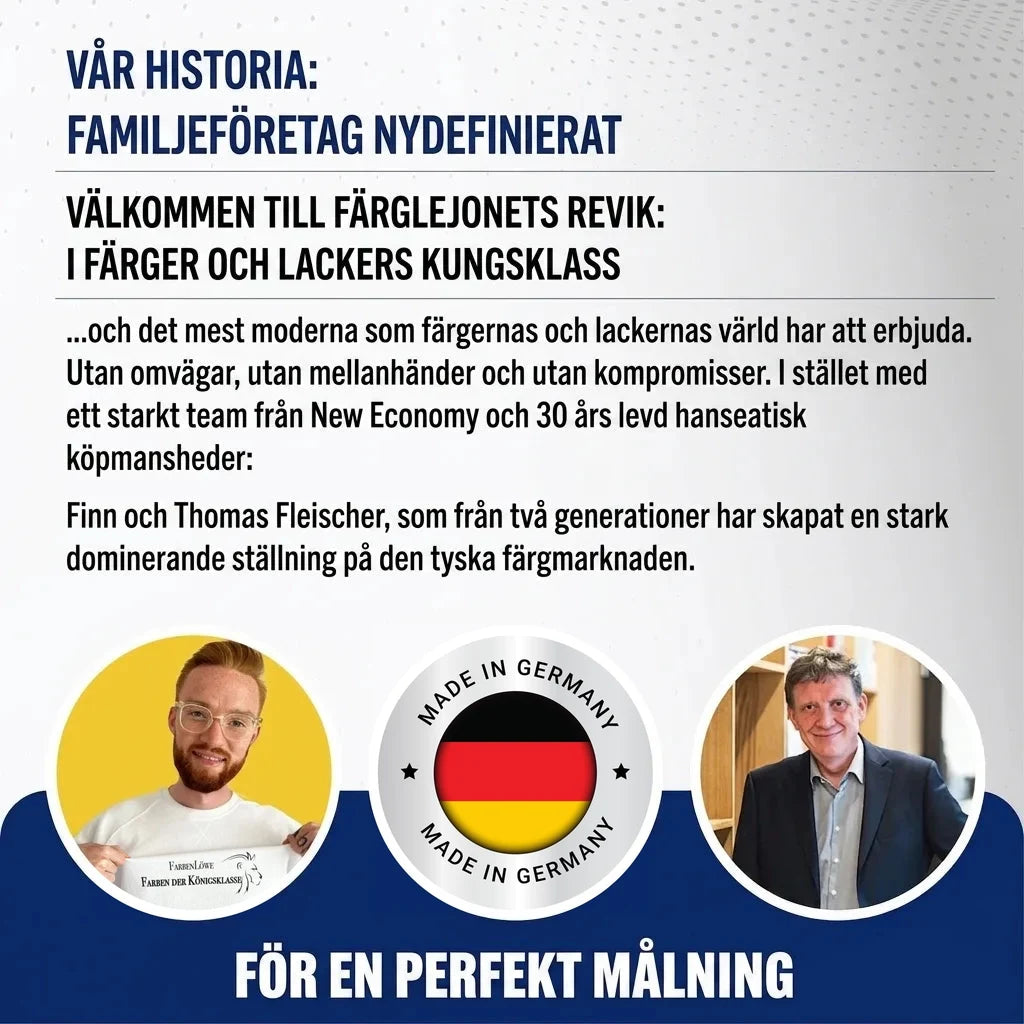 Finn och Thomas Fleischer med ”Made in Germany”-märke. Familjeföretag omdefinierar färger och lacker.