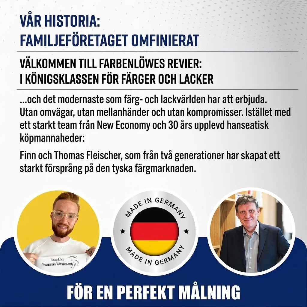 Tyskt familjeföretag Farbenlöwe, Finn & Thomas Fleischer, omdefinierar färgbranschen med kvalitetsfärger 'Made in Germany'.