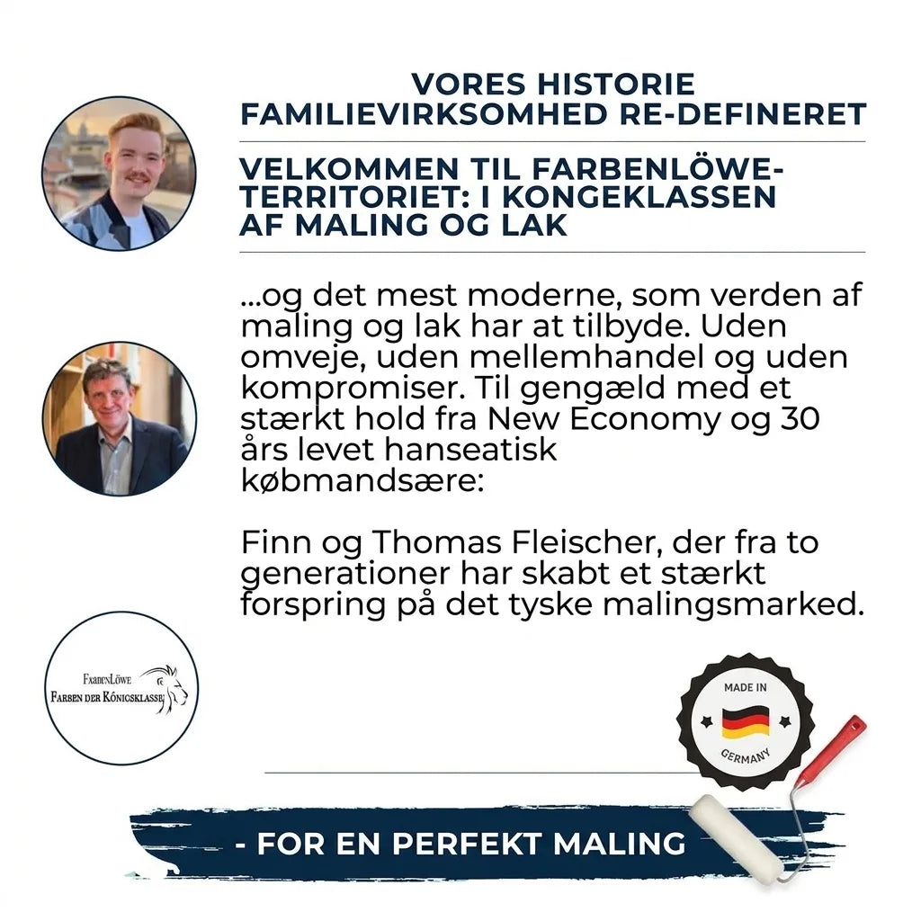 Farbenlöwe familievirksomheds historie: Finn & Thomas Fleischer om maling i kongens klasse, direkte fra Tyskland.