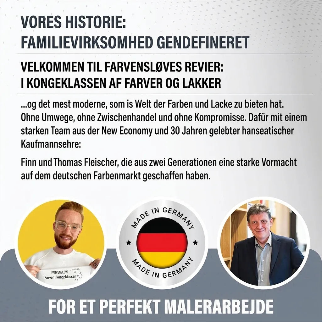 Historien om Farbenlöwe familievirksomhed, der nydefinerer maling og lak. Med Finn og Thomas Fleischer. 'Made in Germany'.