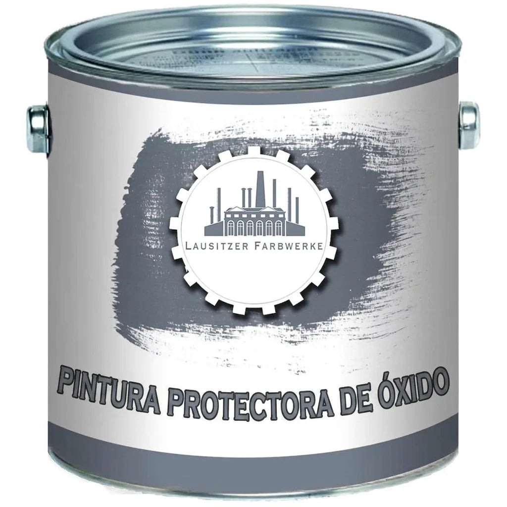 Bote de pintura protectora contra el óxido de Lausitzer Farbwerke, color gris, para superficies metálicas.