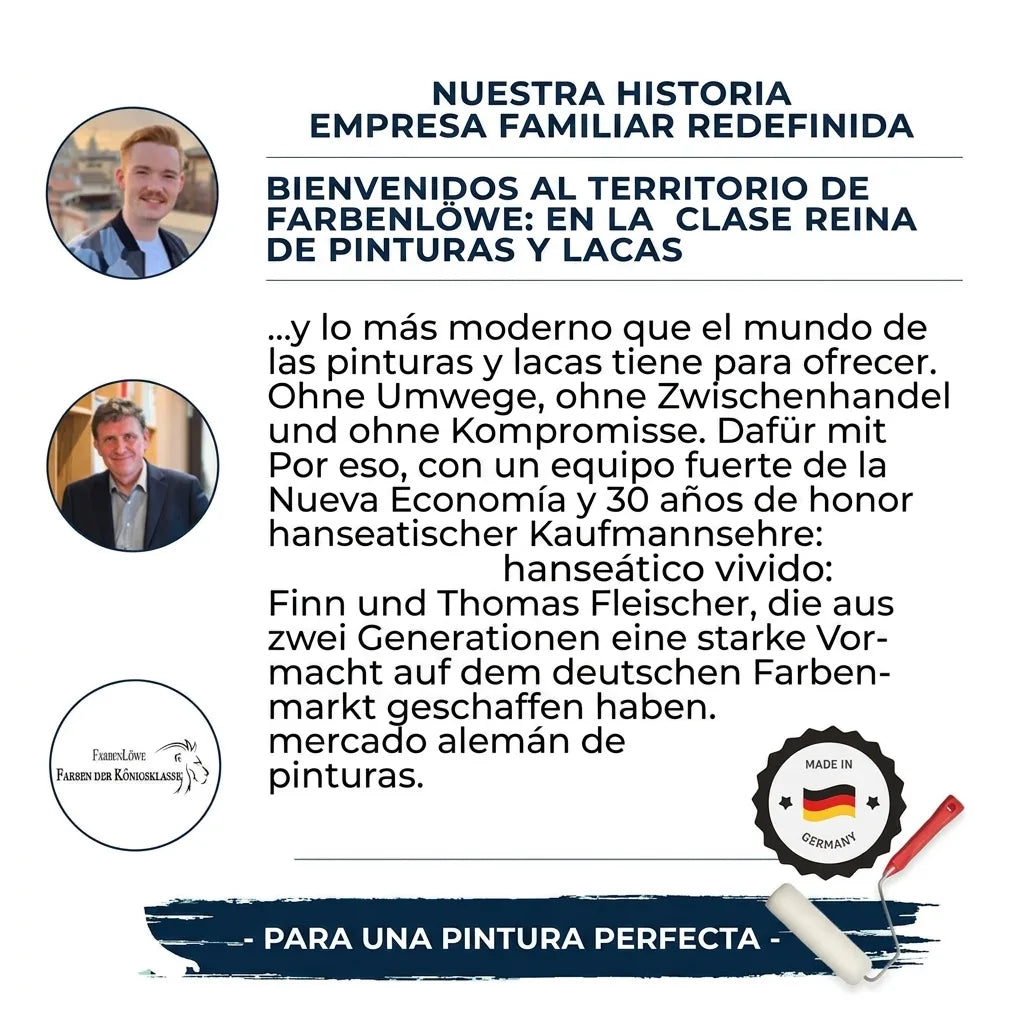 Historia de FarbenLöwe, empresa familiar alemana especializada en pinturas y lacas de alta calidad. Made in Germany.
