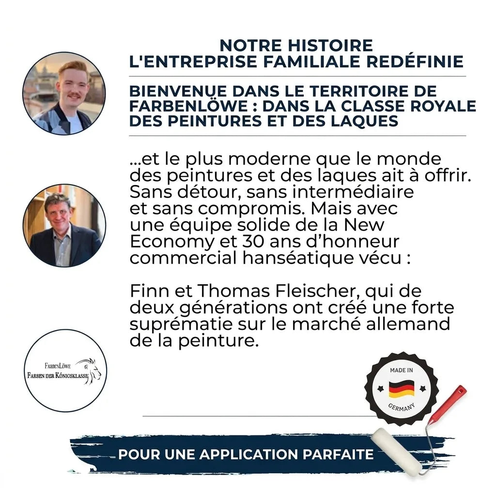Farbenlöwe, histoire d'entreprise familiale allemande de peinture et vernis. Finn et Thomas Fleischer.