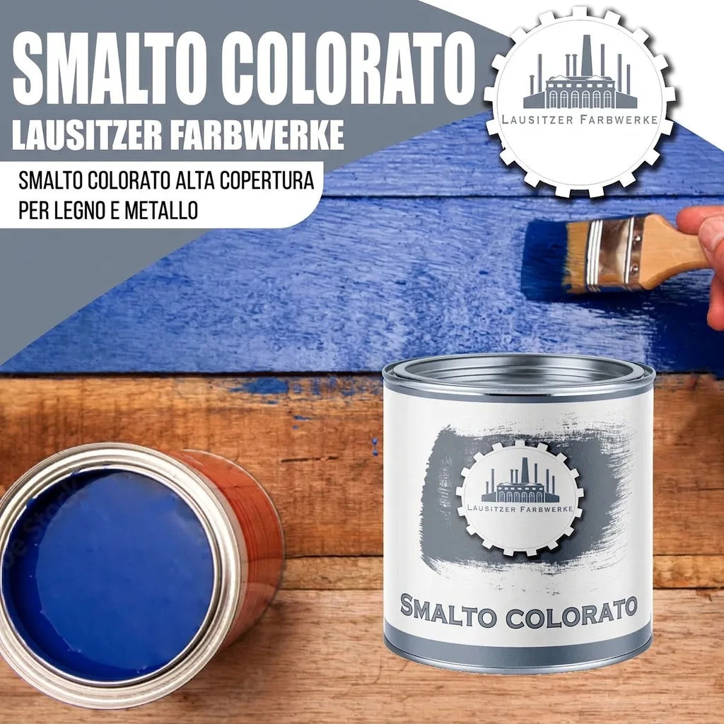 Smalto BUNTLACK blu Lausitzer Farbwerke per legno e metallo, ad alta copertura, con pennello.