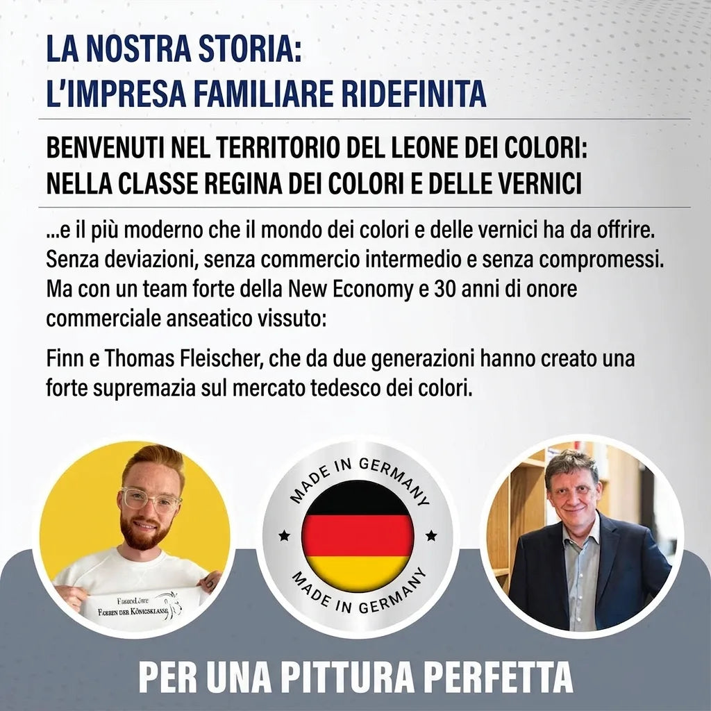 Storia di un'azienda familiare di vernici, moderna e di qualità, con due generazioni di esperti. Made in Germany.