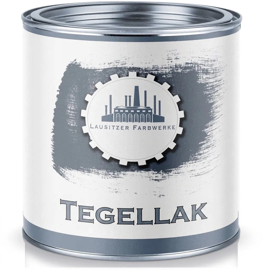 Grijs verfblik met Lausitzer Farbwerke tegellak. Ideaal voor het schilderen van tegels.