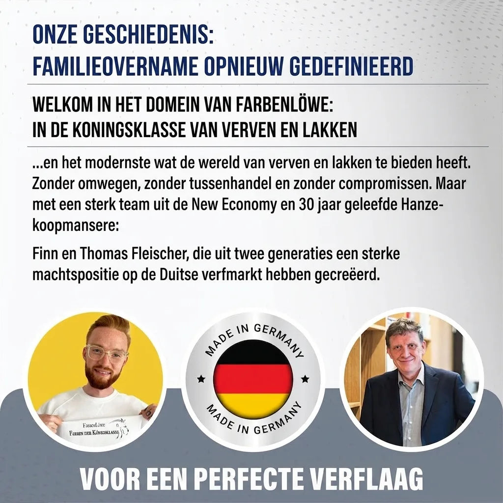 Farbenlöwe: Familiebedrijf Finn en Thomas Fleischer, premium verven en lakken, Made in Germany.