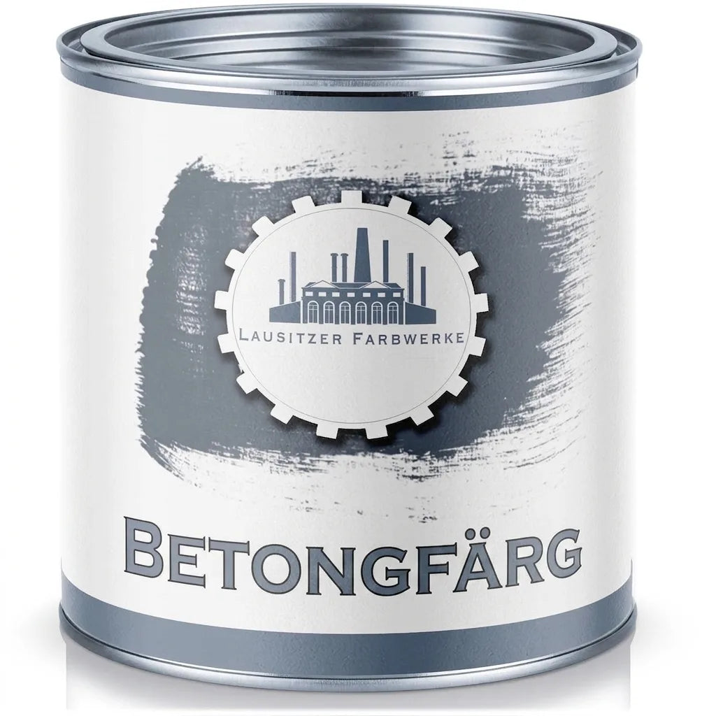 Grå burk betongfärg från Lausitzer Farbwerke.