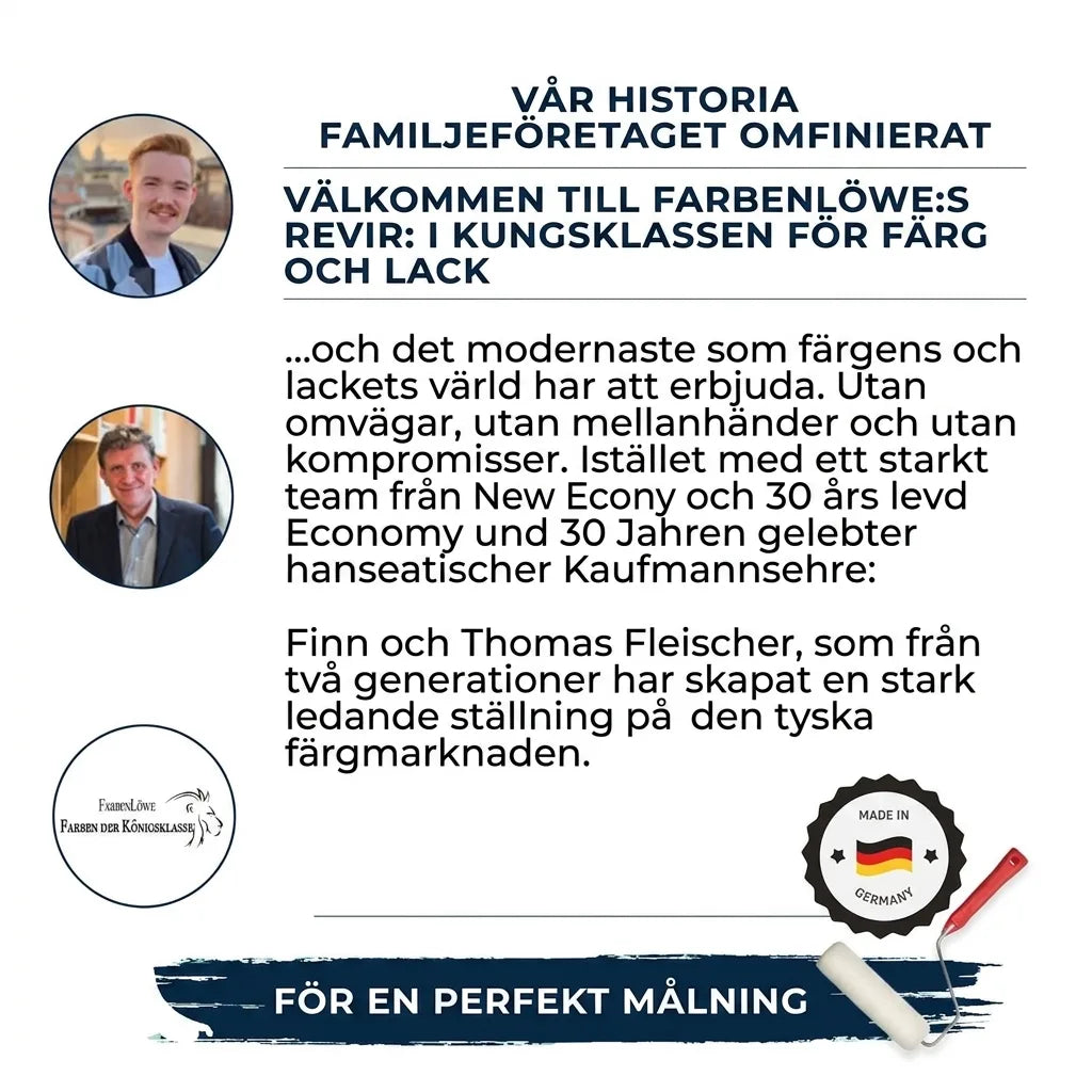 Farbenlöwe familjeföretags historia: Två generationer erbjuder premiumfärg och lack, direkt från Tyskland.