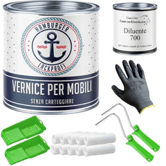 Vernice con rullo e diluente