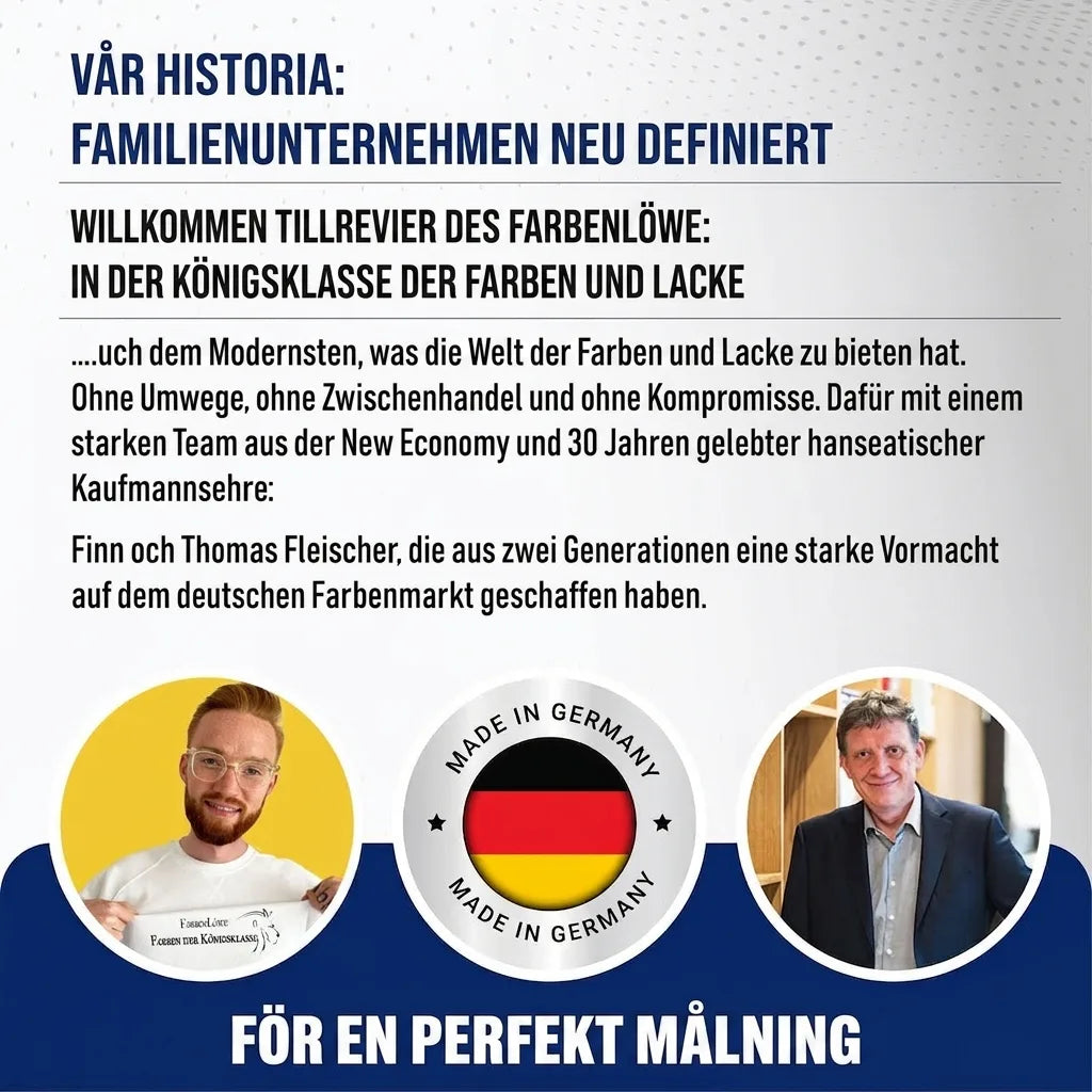 Tyskt familjeföretag omdefinierar färgmarknaden. Finn & Thomas Fleischer, kvalitet 'Made in Germany'.