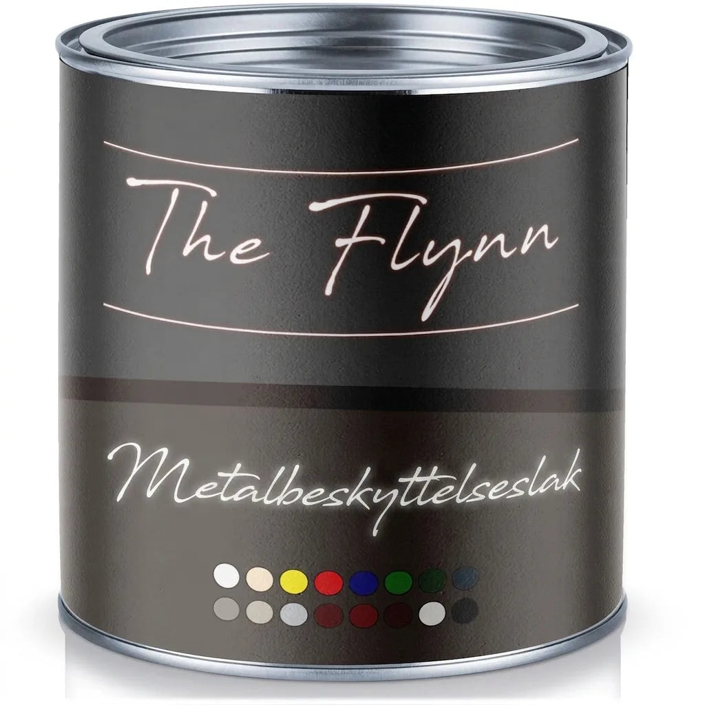 The Flynn metalbeskyttelseslak i en malingsdåse. Vælg mellem forskellige farver.