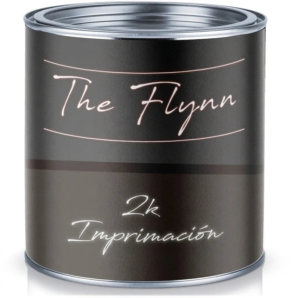 Lata de imprimación bicomponente The Flynn en gris oscuro para pintura.