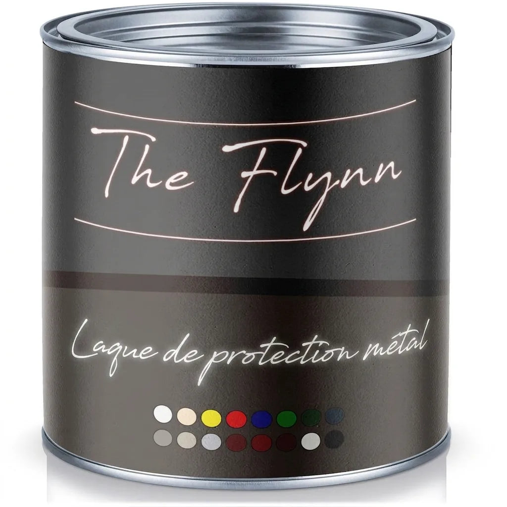 Pot de peinture The Flynn, laque de protection métallique avec nuancier de couleurs.