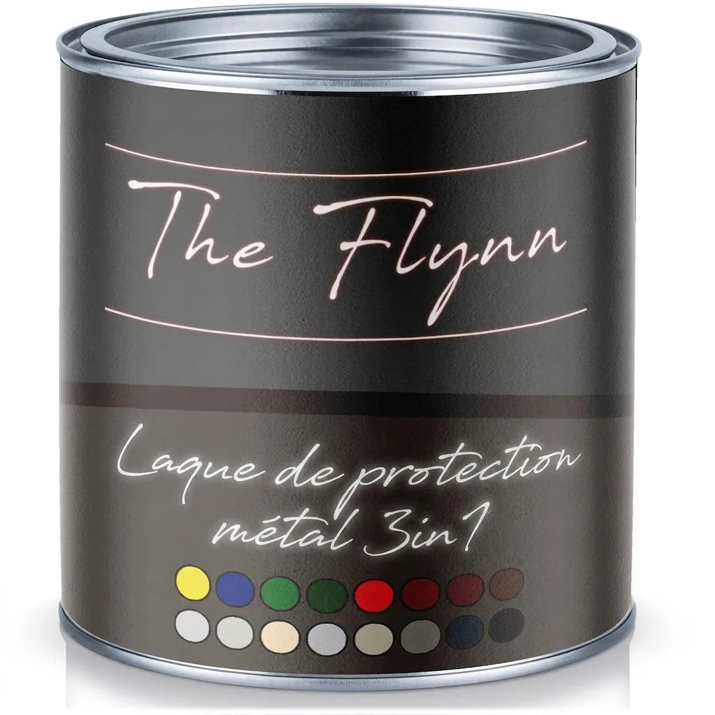 Pot de peinture noir The Flynn, protection métal 3 en 1. Nuancier de couleurs disponible.