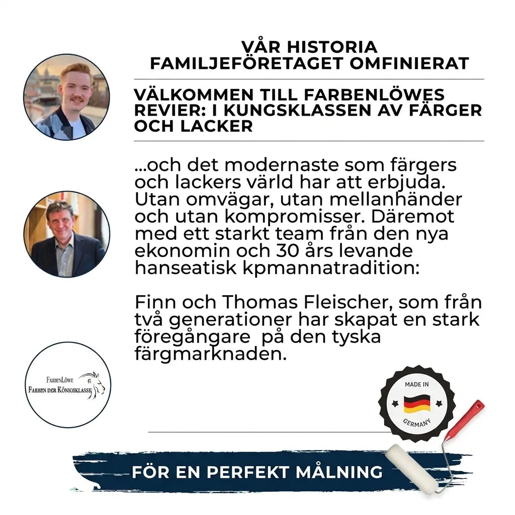 Farbenlöwe familjeföretag för färg och lack. Finn och Thomas Fleischer presenterar tysk kungsklass inom färg.